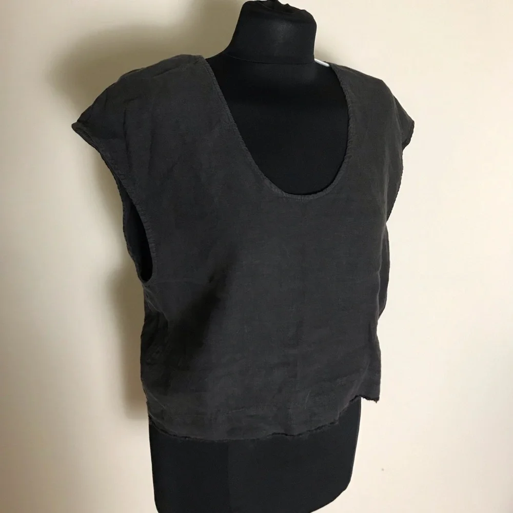Zara Dark Gray Linen Sleeveless Top NWT - Picture 2 of 4
